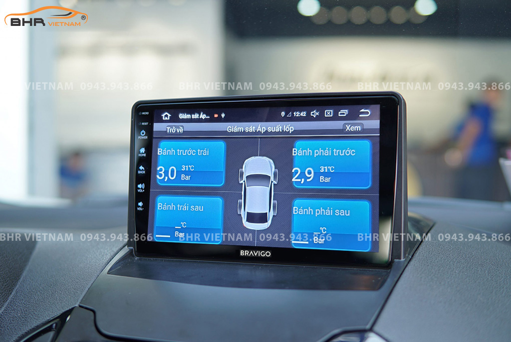 Màn hình DVD Android Bravigo Air 2 Ford Ecosport 2013 - nay tích hợp cảm biến áp suất lốp