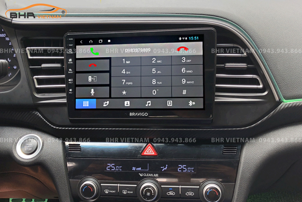 Kết nối điện thoại trên màn hình DVD Android Bravigo Air 2 Hyundai Elantra 2016 - nay