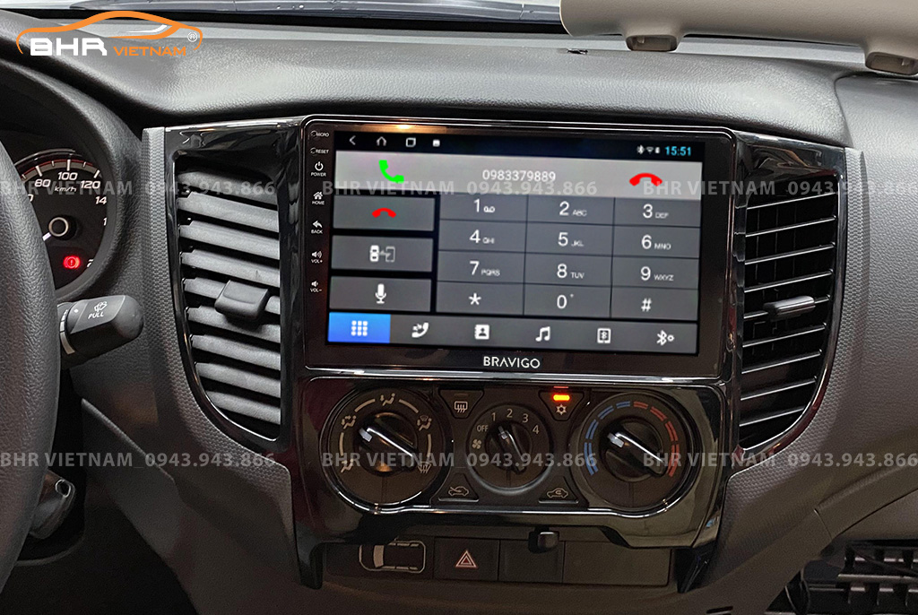 Kết nối điện thoại trên màn hình DVD Android Bravigo Ultimate Mitsubishi Triton 2020 - nay