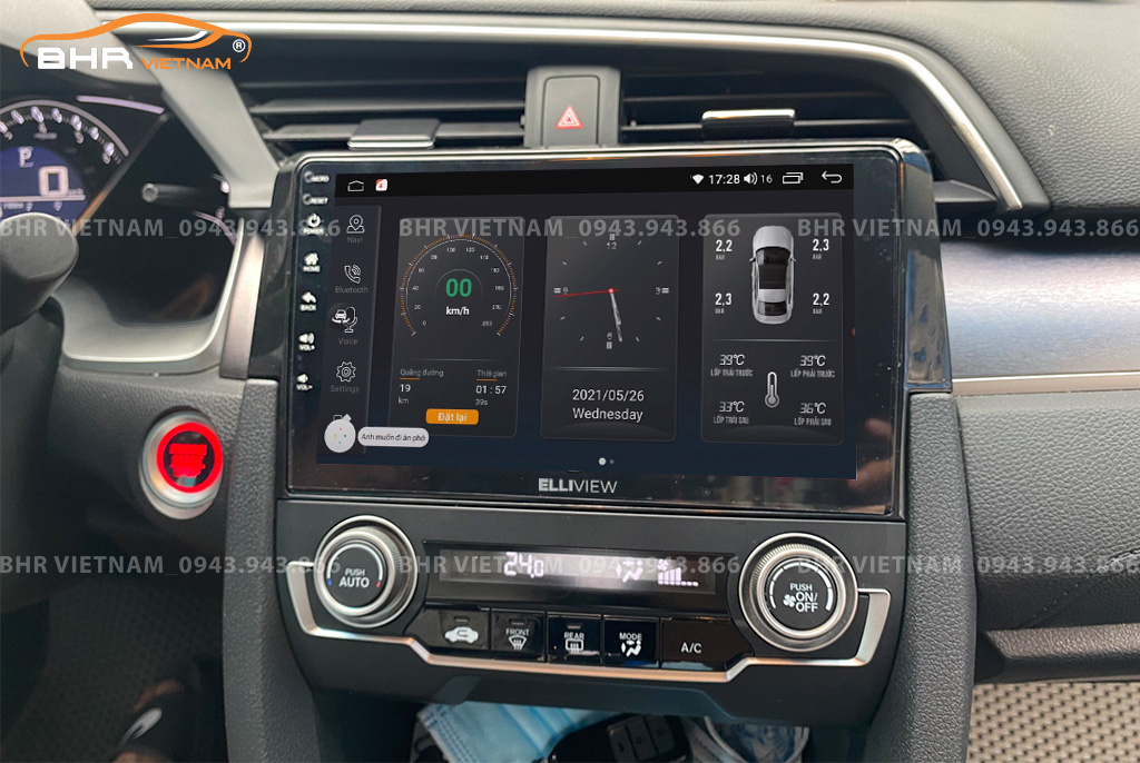 Điều khiển bằng giọng nói thông minh màn hình Elliview S4 Deluxe Honda Civic 2017 - nay