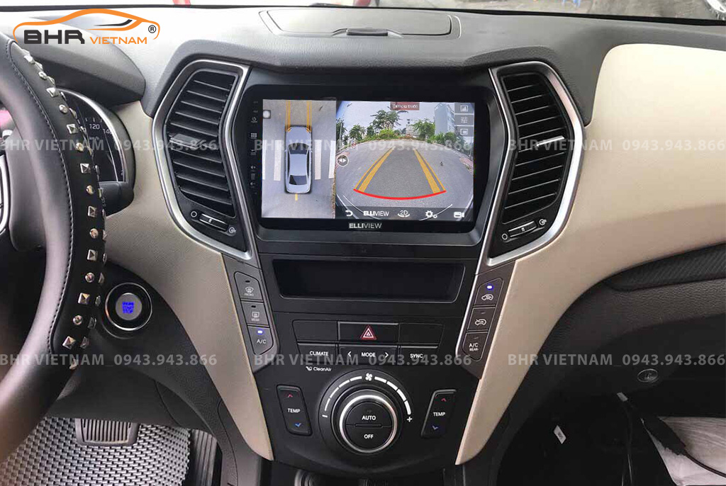 Hình ảnh quan sát camera trước màn hình DVD Elliview S4 Deluxe Hyundai Santafe 2012 - 2018
