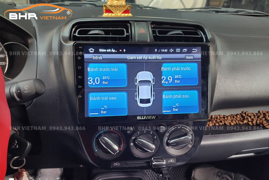 Hình ảnh quan sát cảm biến áp suất lốp Elliview S4 Deluxe Mitsubishi Attrage 2013 - nay