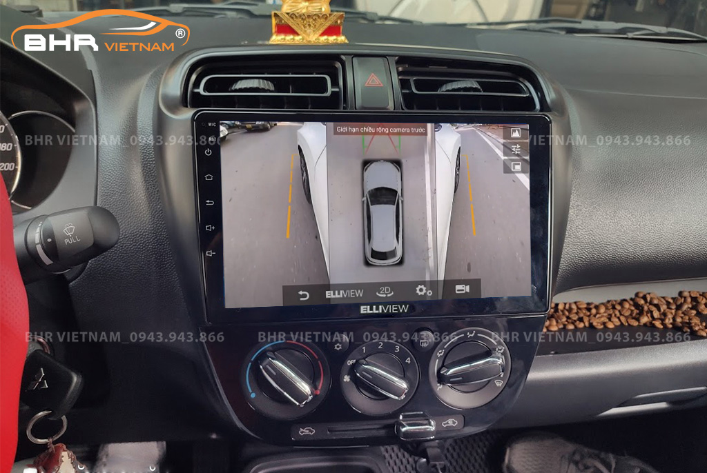 Hình ảnh quan sát 2 bên gương trên màn hình DVD Elliview S4 Deluxe Mitsubishi Triton 2020 - nay