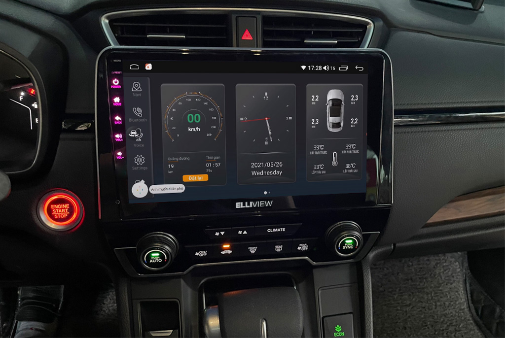 Điều khiển bằng giọng nói thông minh màn hình Elliview S4 Premium Honda CRV 2018 - nay