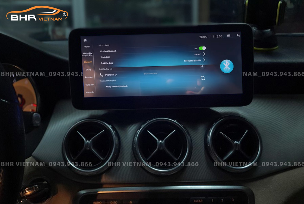 Kết nối điện thoại trên màn hình DVD Android Oled Pro G68s Mercedes CLA Class C117 2013 - nay