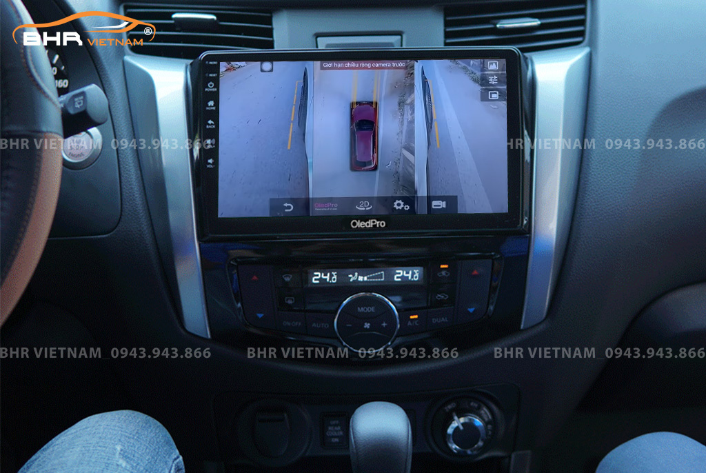 Hình ảnh quan sát 2 bên gương trên màn hình DVD Oled Pro X5S Nissan Navara 2021 - nay
