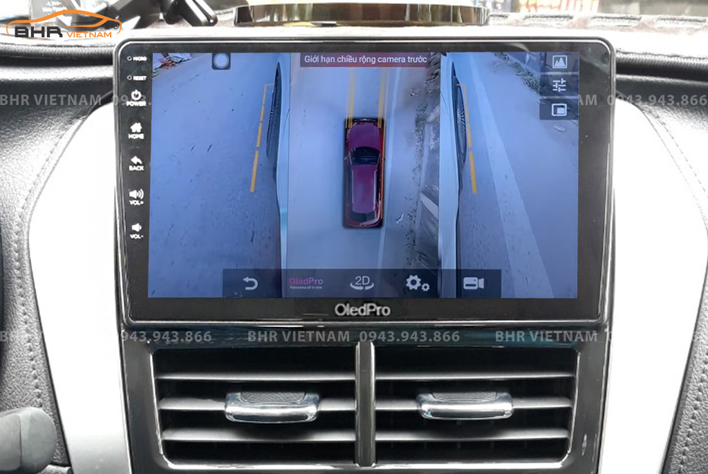 Hình ảnh quan sát 2 bên gương trên màn hình DVD Oled Pro X5S Toyota Vios 2019 - nay