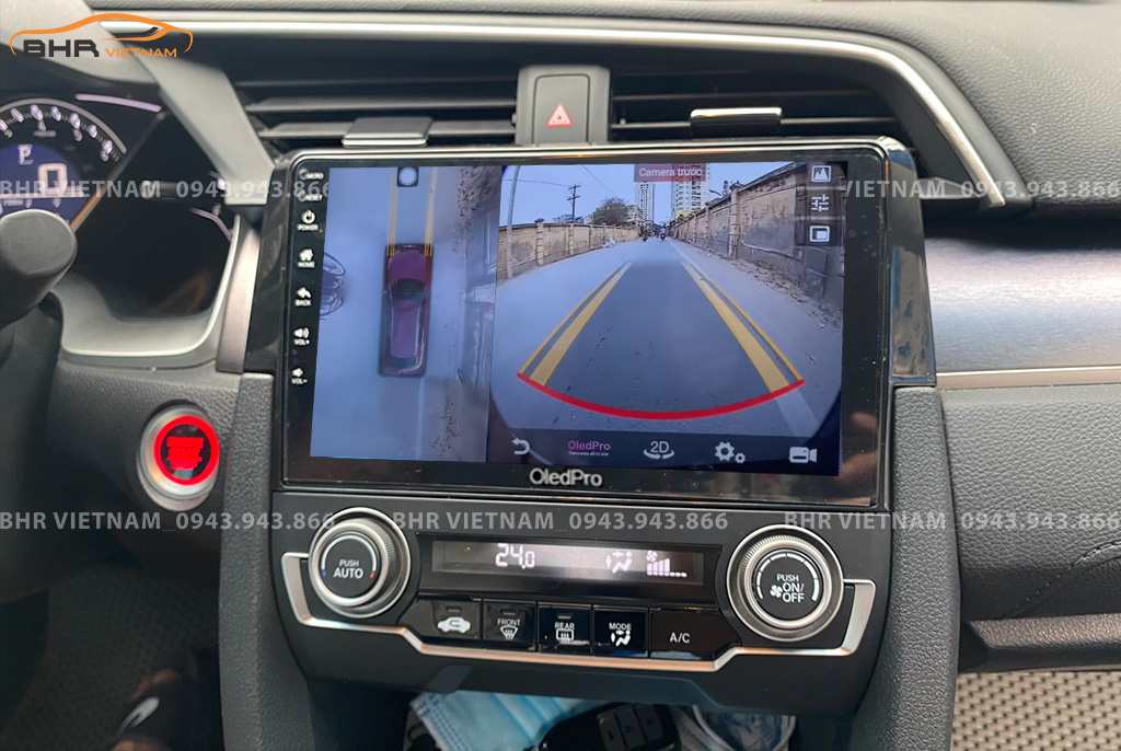 Hình ảnh quan sát camera trước màn hình DVD Oled Pro X8S Honda Civic 2017 - nay