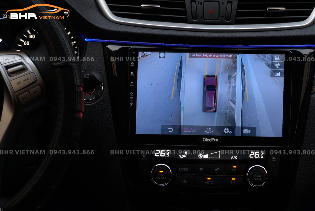 Hình ảnh quan sát 2 bên gương trên màn hình DVD Oled Pro X8S Nissan Xtrail 2017 - nay
