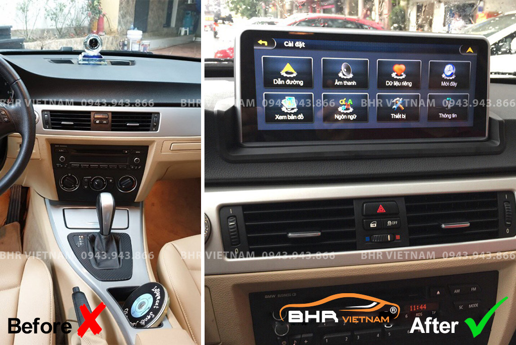 Hình ảnh trước và sau khi lắp màn hình DVD BMW 320i E90 2007 -  2011