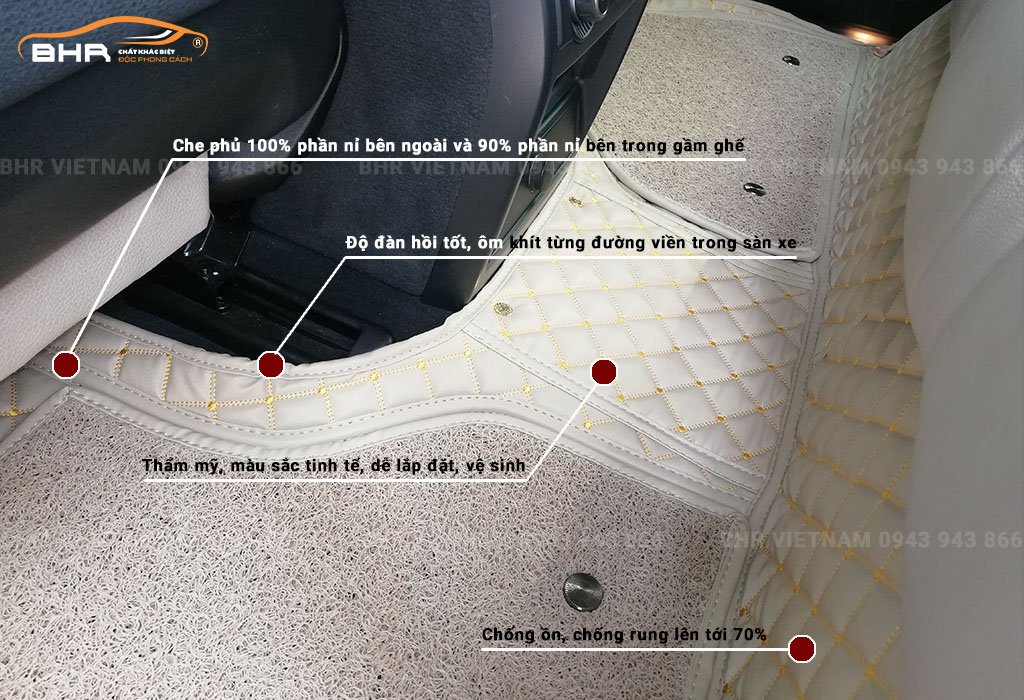 Thảm lót sàn ô tô 5D 6D lớp da cao cấp, bền bỉ trên 5 năm