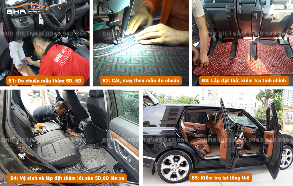 Quy trình lắp đặt thảm lót sàn ô tô 5d 6d đúng chuẩn form xe