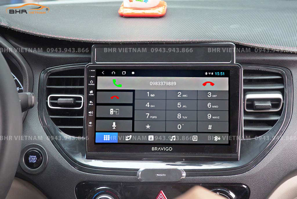 Kết nối điện thoại trên màn hình DVD Android Bravigo Pro 2 Hyundai Accent 2021 - nay