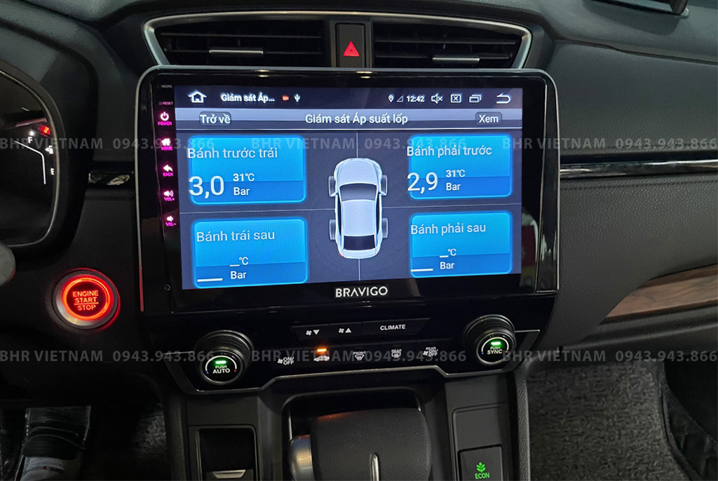 Hình ảnh quan sát cảm biến áp suất lốp Bravigo Ultimate Honda CRV 2018 - nay
