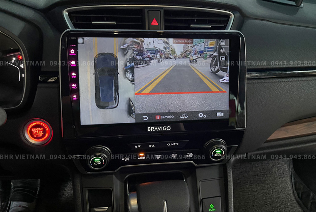 Hình ảnh quan sát camera trước màn hình DVD Bravigo Ultimate Honda CRV 2018 - nay