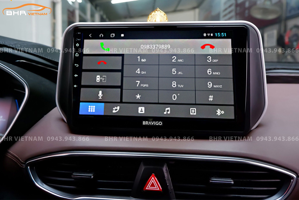 Kết nối điện thoại trên màn hình DVD Android Bravigo Ultimate Hyundai Santafe 2019 - 2020