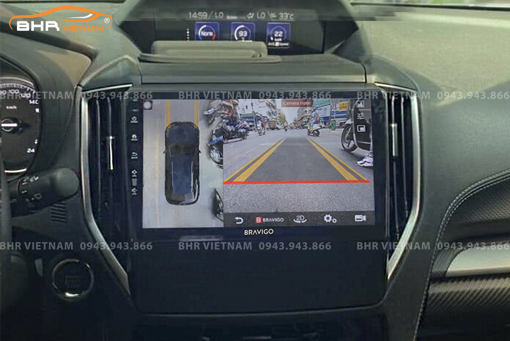 Hình ảnh quan sát camera trước màn hình DVD Bravigo Ultimate Subaru Forester 2020 - nay