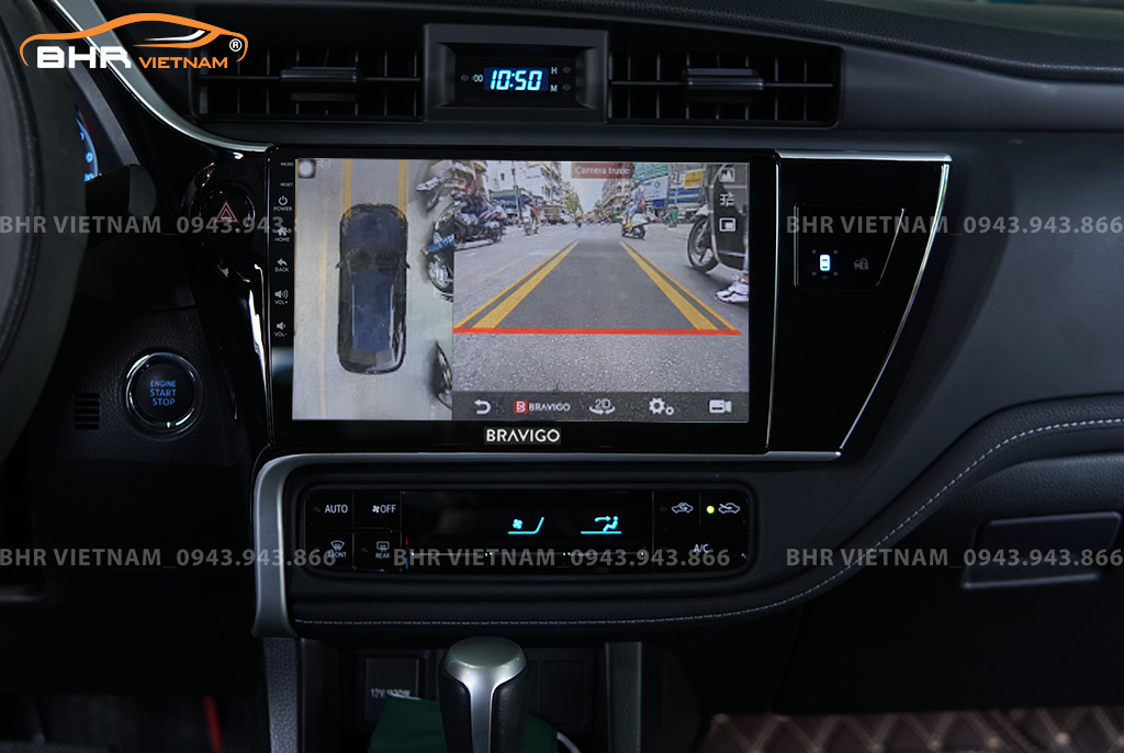 Hình ảnh quan sát camera trước màn hình DVD Bravigo Ultimate Toyota Altis 2018 - nay