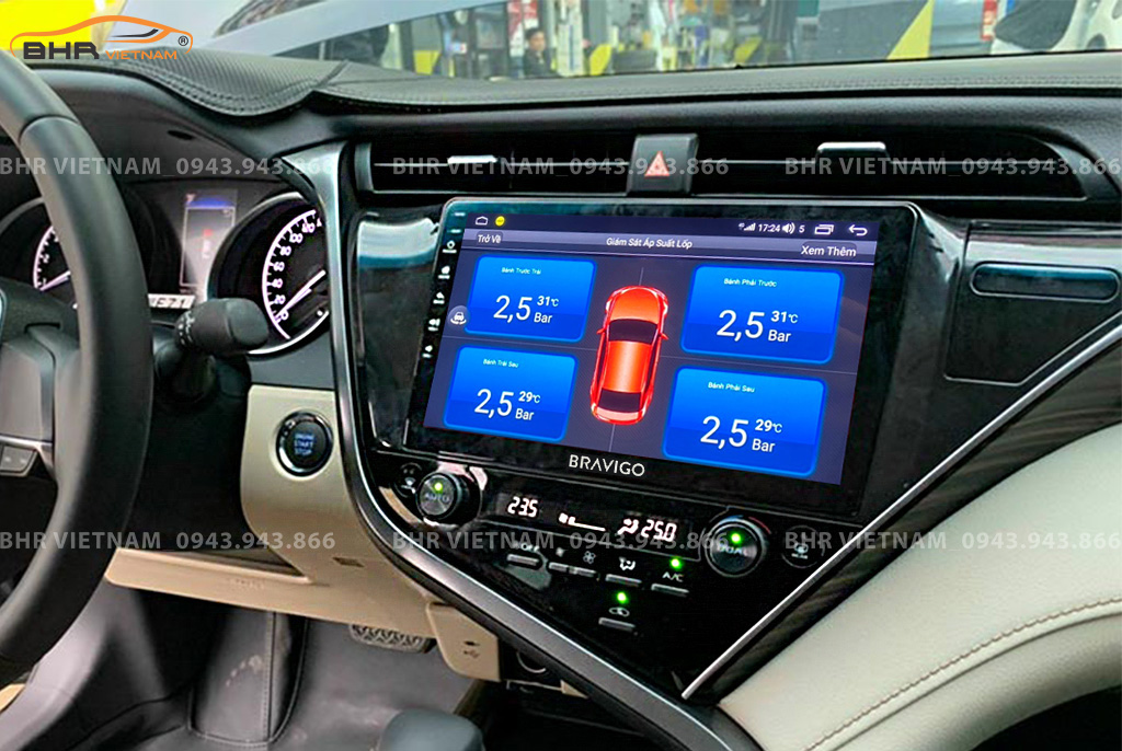 Hình ảnh quan sát cảm biến áp suất lốp Bravigo Ultimate Toyota Camry 2019 - nay