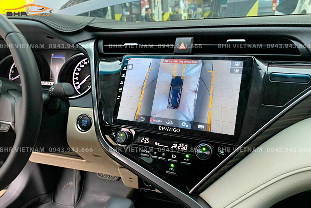Hình ảnh quan sát 2 bên gương trên màn hình DVD Bravigo Ultimate Toyota Camry 2019 - nay