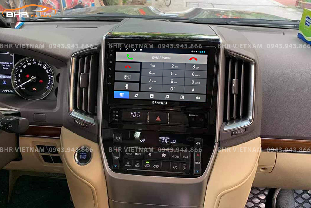 Kết nối điện thoại trên màn hình DVD Android Bravigo Ultimate Toyota Land Cruiser 2016 - 2020