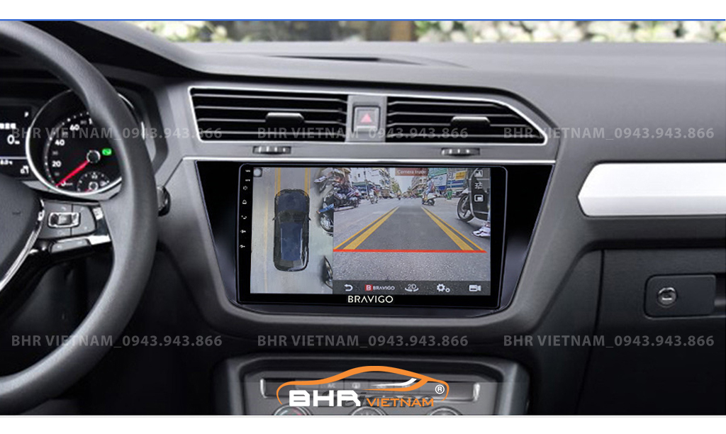 Hình ảnh quan sát camera trước màn hình DVD Bravigo Ultimate Volkswagen Tiguan 2017 - nay