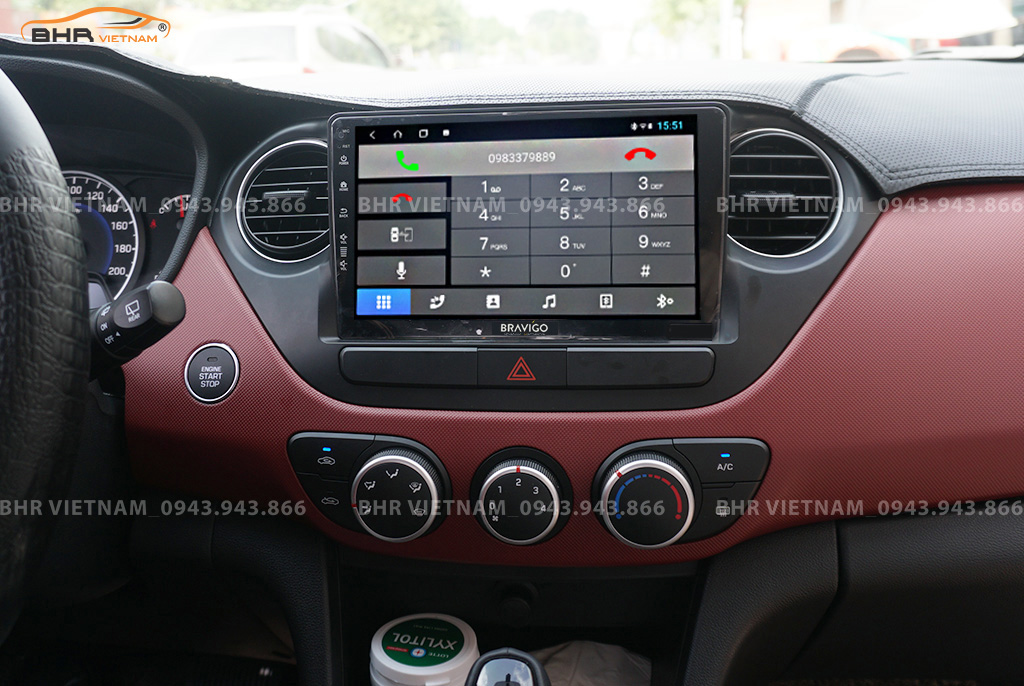 Kết nối điện thoại trên màn hình DVD Android Bravigo Ultimate Hyundai i10 2014 - 2020