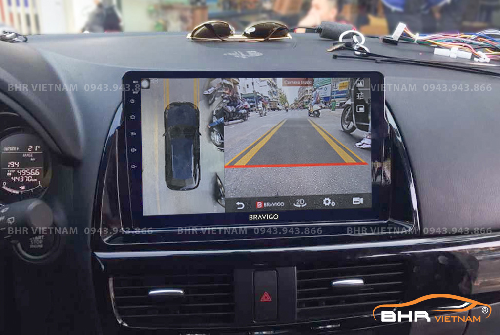 Hình ảnh quan sát camera trước màn hình DVD Bravigo Ultimate Mazda CX5 2013 - 2016