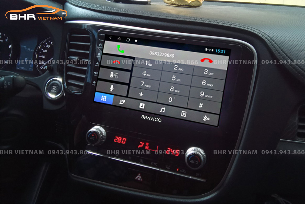 Kết nối điện thoại trên màn hình DVD Android Bravigo Ultimate Mitsubishi Triton 2020 - nay