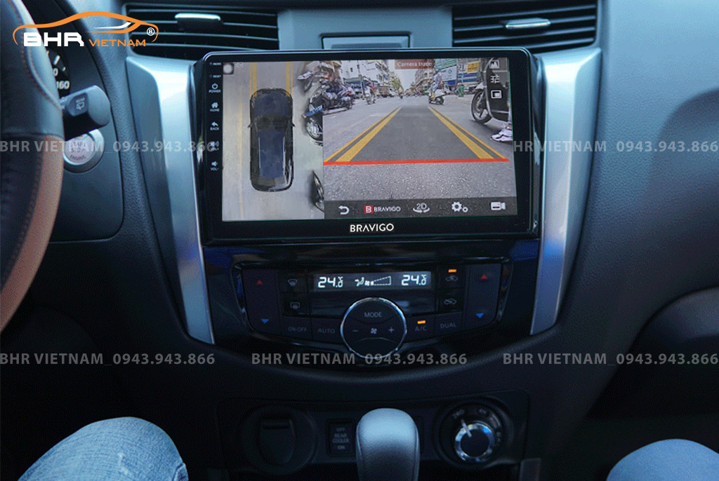 Hình ảnh quan sát camera trước màn hình DVD Bravigo Ultimate Nissan Navara 2021 - nay