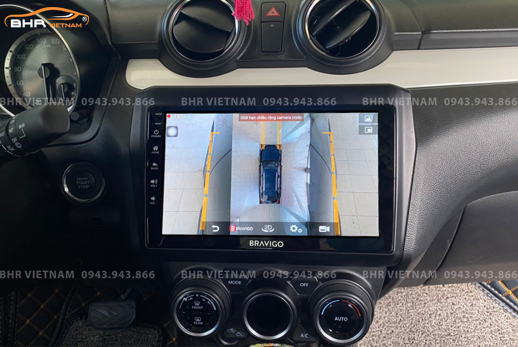 Hình ảnh quan sát 2 bên gương trên màn hình DVD Bravigo Ultimate Suzuki Swift 2019 - nay