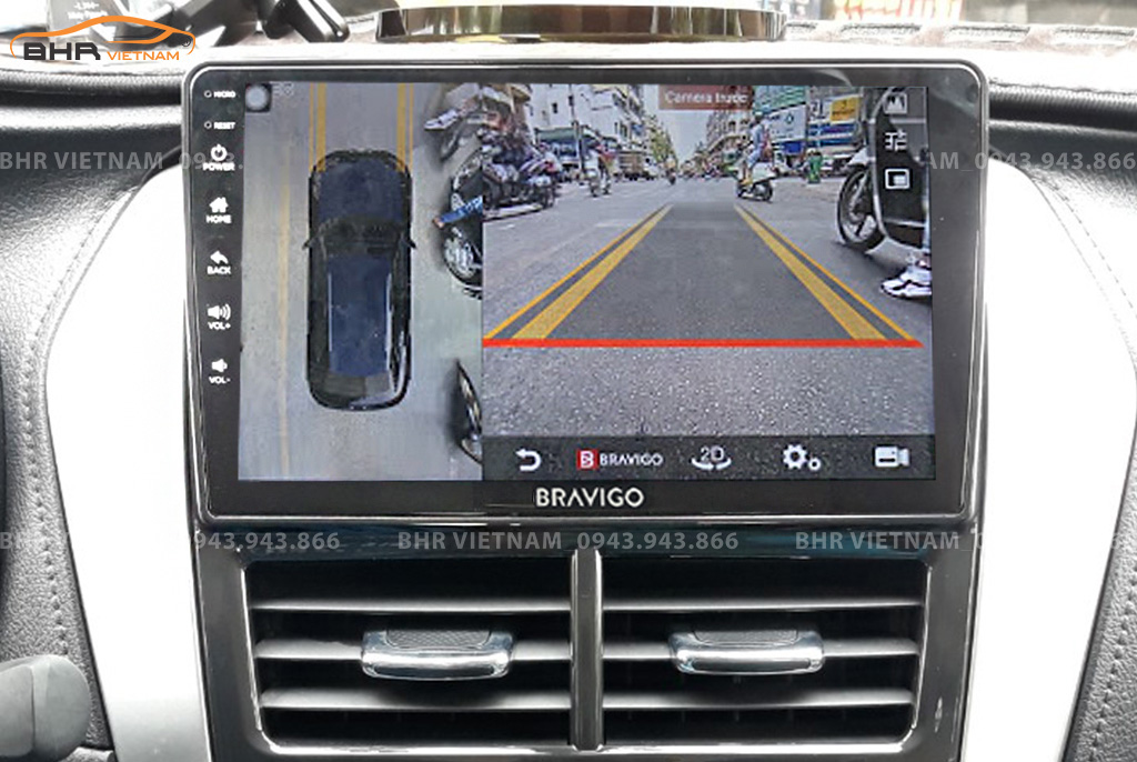 Hình ảnh quan sát camera trước màn hình DVD Bravigo Ultimate Toyota Vios 2019 - nay
