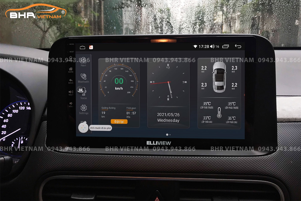 Điều khiển bằng giọng nói thông minh màn hình Elliview S4 Basic Hyundai Kona 2018 - nay