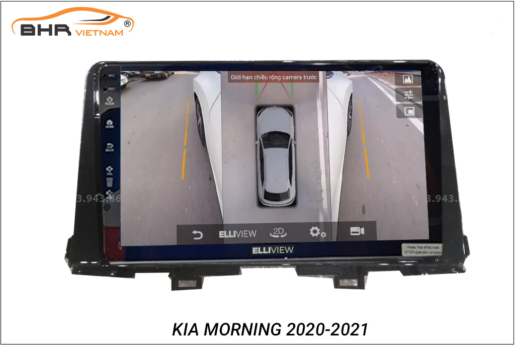Hình ảnh quan sát 2 bên gương trên màn hình DVD Elliview S4 Basic Kia Morning 2021 - nay