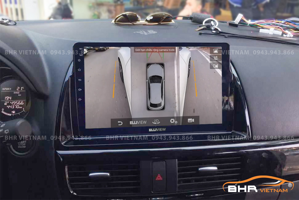 Hình ảnh quan sát 2 bên gương trên màn hình DVD Elliview S4 Deluxe Mazda CX5 2013 - 2016