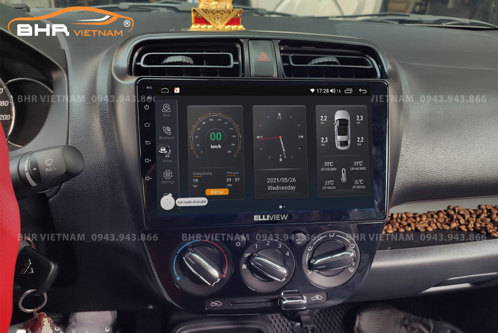 Điều khiển bằng giọng nói thông minh màn hình Elliview S4 Deluxe Mitsubishi Mirage 2013 - 2020