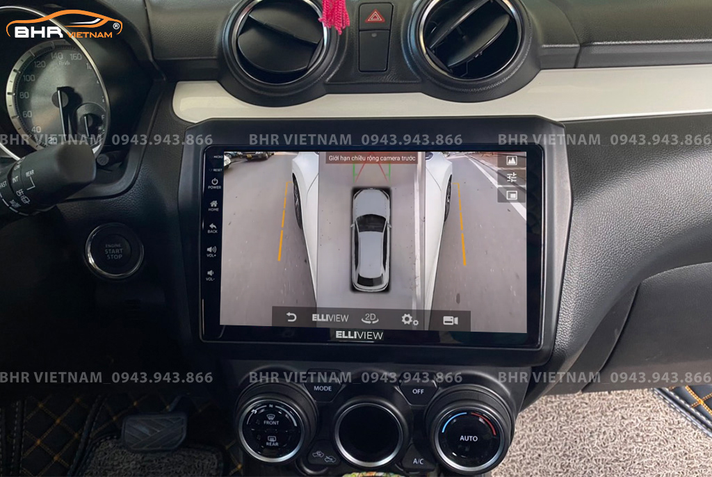Hình ảnh quan sát 2 bên gương trên màn hình DVD Elliview S4 Deluxe Suzuki Swift 2019 - nay