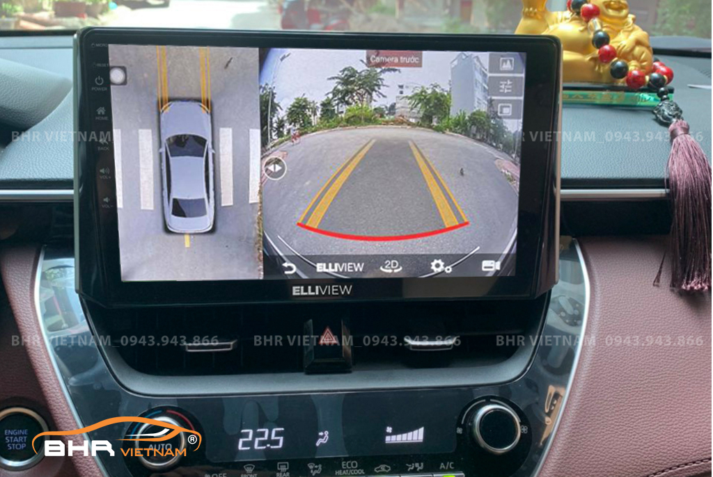 Hình ảnh quan sát camera trước màn hình DVD Elliview S4 Deluxe Toyota Cross 2020 - nay
