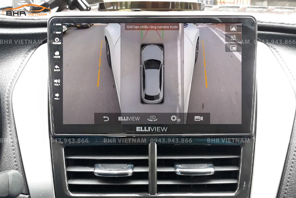 Hình ảnh quan sát 2 bên gương trên màn hình DVD Elliview S4 Deluxe Toyota Vios 2019 - nay