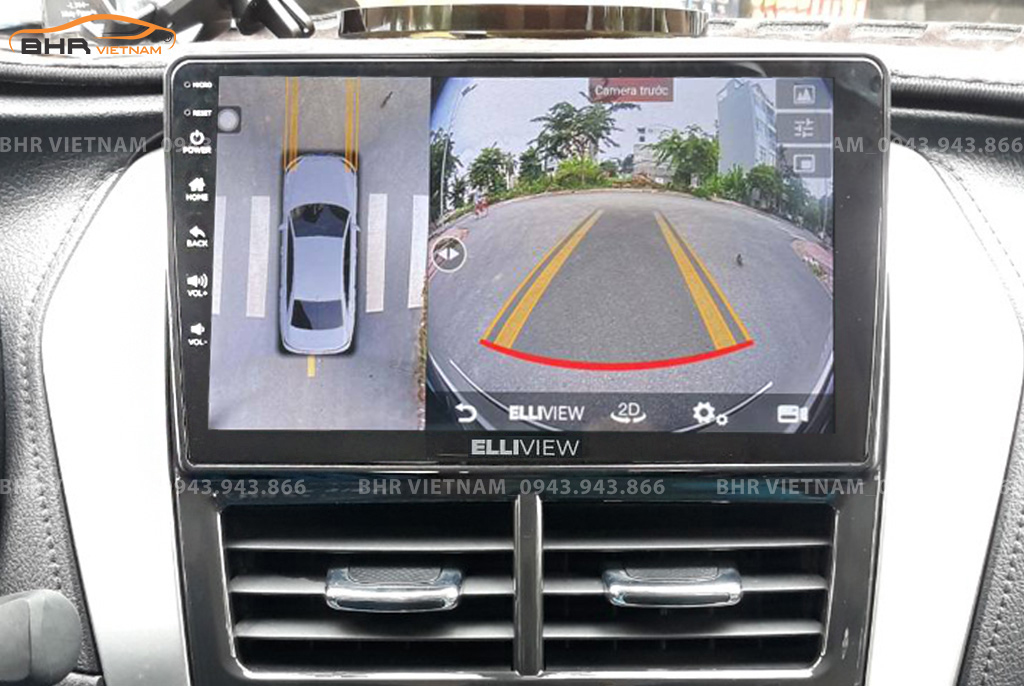 Hình ảnh quan sát camera trước màn hình DVD Elliview S4 Deluxe Toyota Vios 2019 - nay