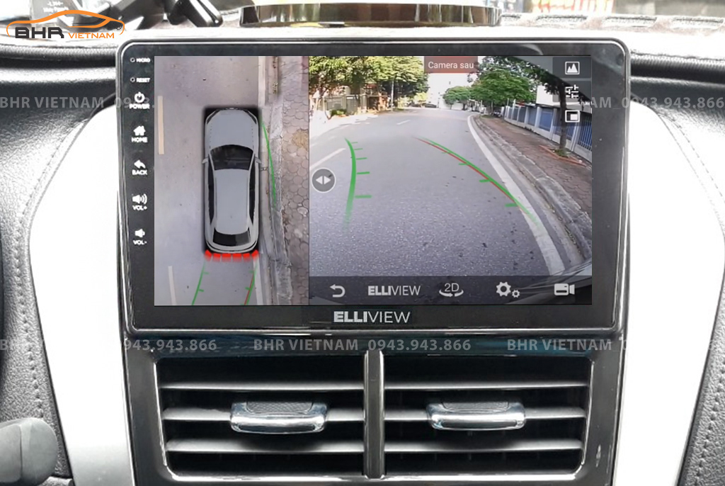 Hình ảnh quan sát từ camera sau Elliview S4 Deluxe Toyota Yaris 2019 - nay