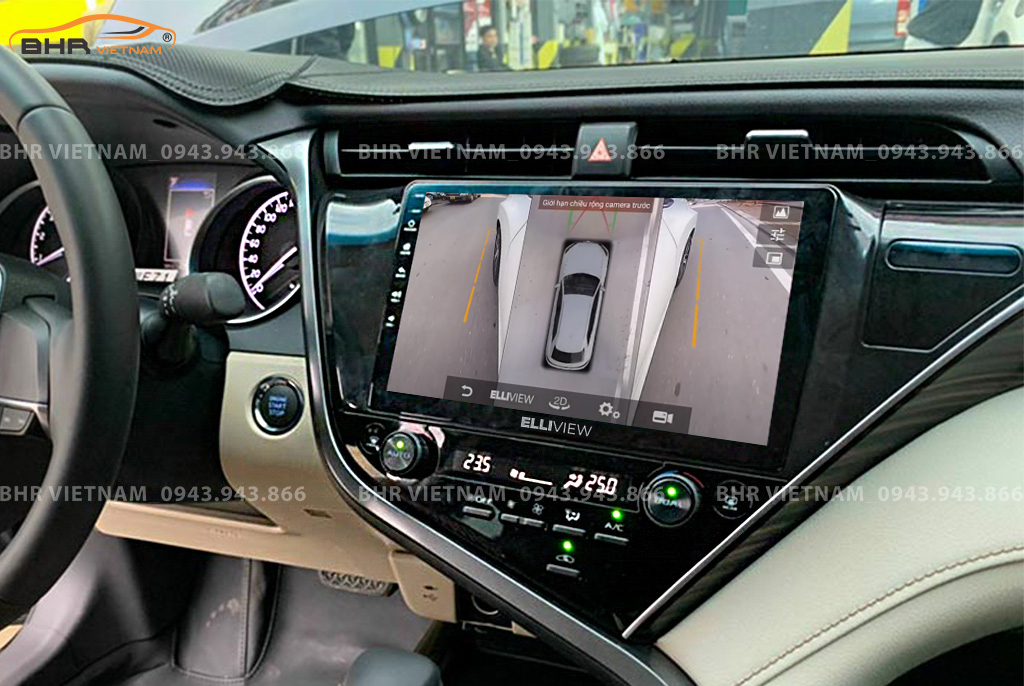 Hình ảnh quan sát 2 bên gương trên màn hình DVD Elliview S4 Premium Toyota Camry 2019 - nay