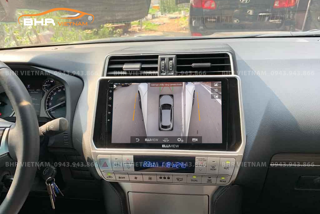 Hình ảnh quan sát 2 bên gương trên màn hình DVD Elliview S4 Premium Toyota Land Cruiser Prado 2017 - nay