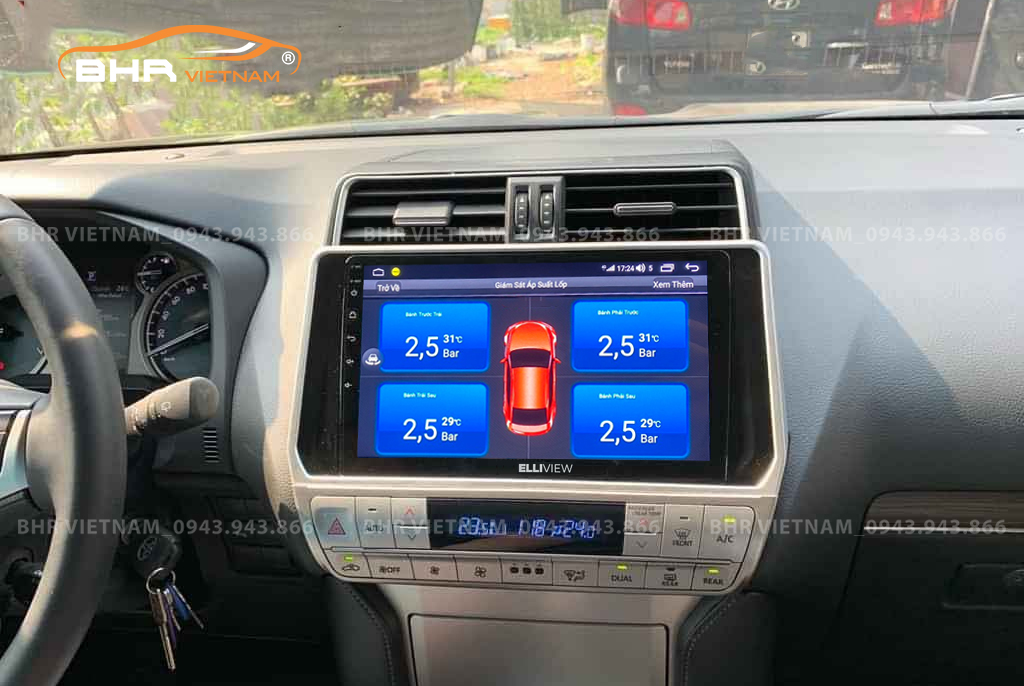Hình ảnh quan sát cảm biến áp suất lốp Elliview S4 Premium Toyota Land Cruiser Prado 2017 - nay