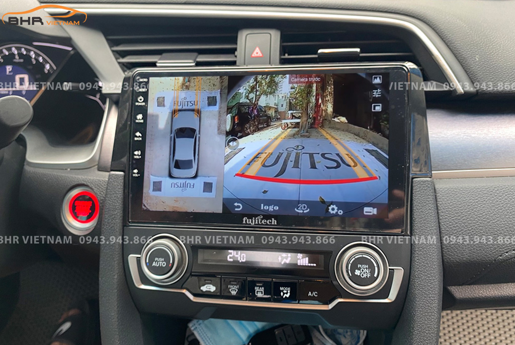 Hình ảnh quan sát camera trước màn hình DVD Fujitech 360 Honda Civic 2017 - nay