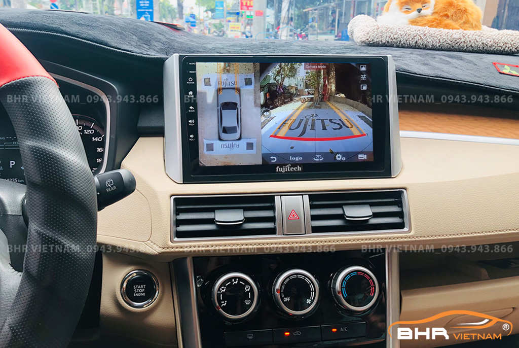 Hình ảnh quan sát camera trước màn hình DVD Fujitech 360 Mitsubishi Xpander 2018 - nay
