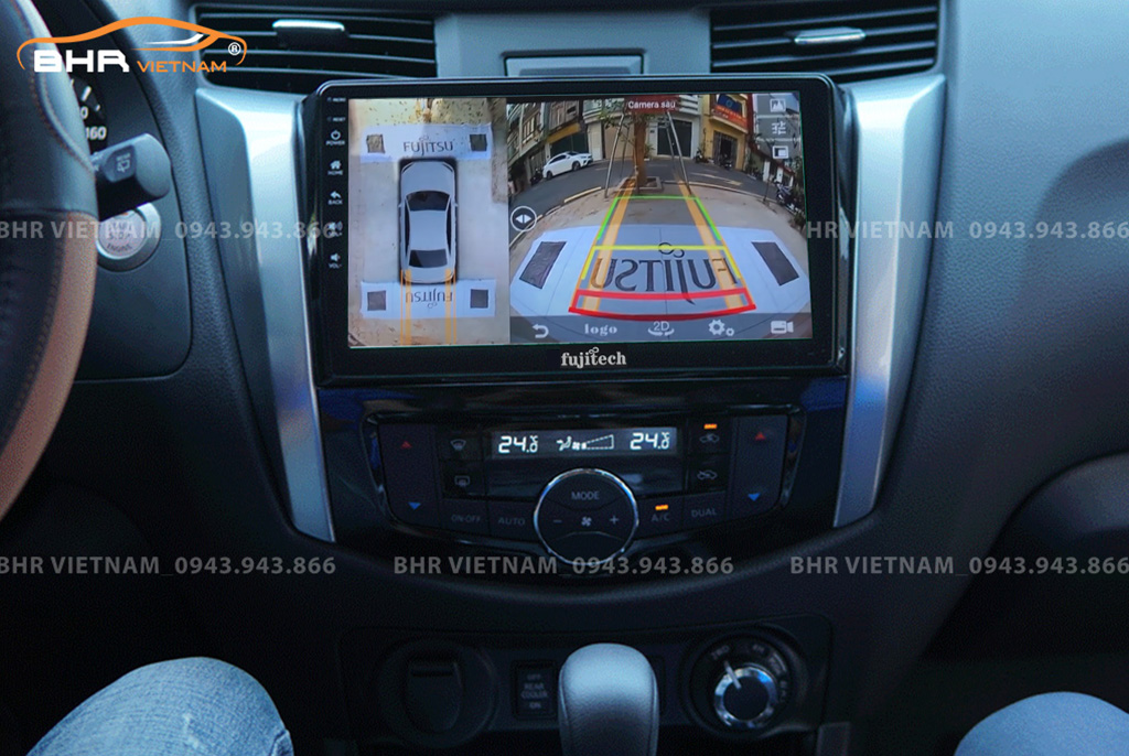 Hình ảnh quan sát từ camera sau trên màn hình DVD Fujitech 360 Nissan Navara 2021 - nay