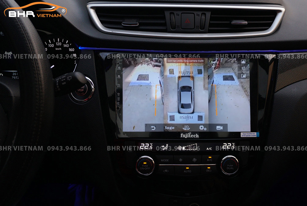 Hình ảnh quan sát 2 bên gương trên màn hình DVD Fujitech 360 Nissan Xtrail 2017 - nay