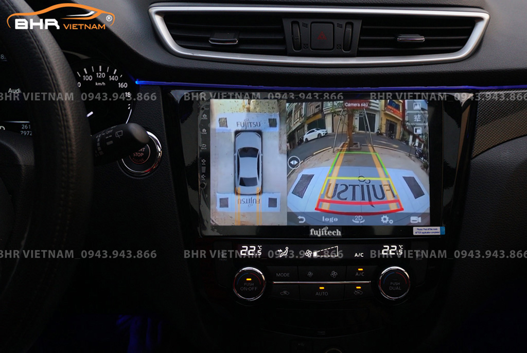 Hình ảnh quan sát từ camera sau trên màn hình DVD Fujitech 360 Nissan Xtrail 2017 - nay