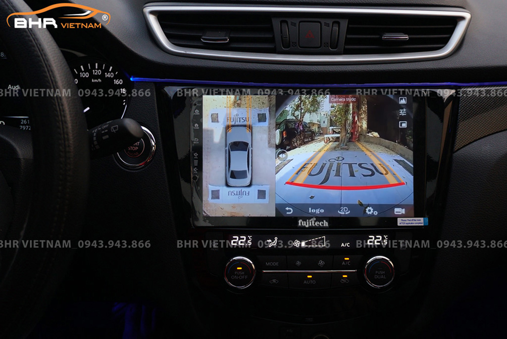 Hình ảnh quan sát camera trước màn hình DVD Fujitech 360 Nissan Xtrail 2017 - nay